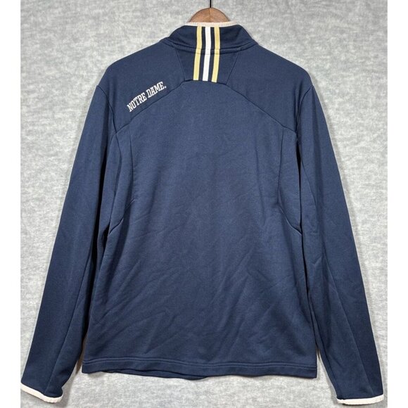 Adidas Notre Dame Mens Sz M Quarter Zip Pullover Blue Sweatshirt Logo Athleisure - Picture 4 of 4